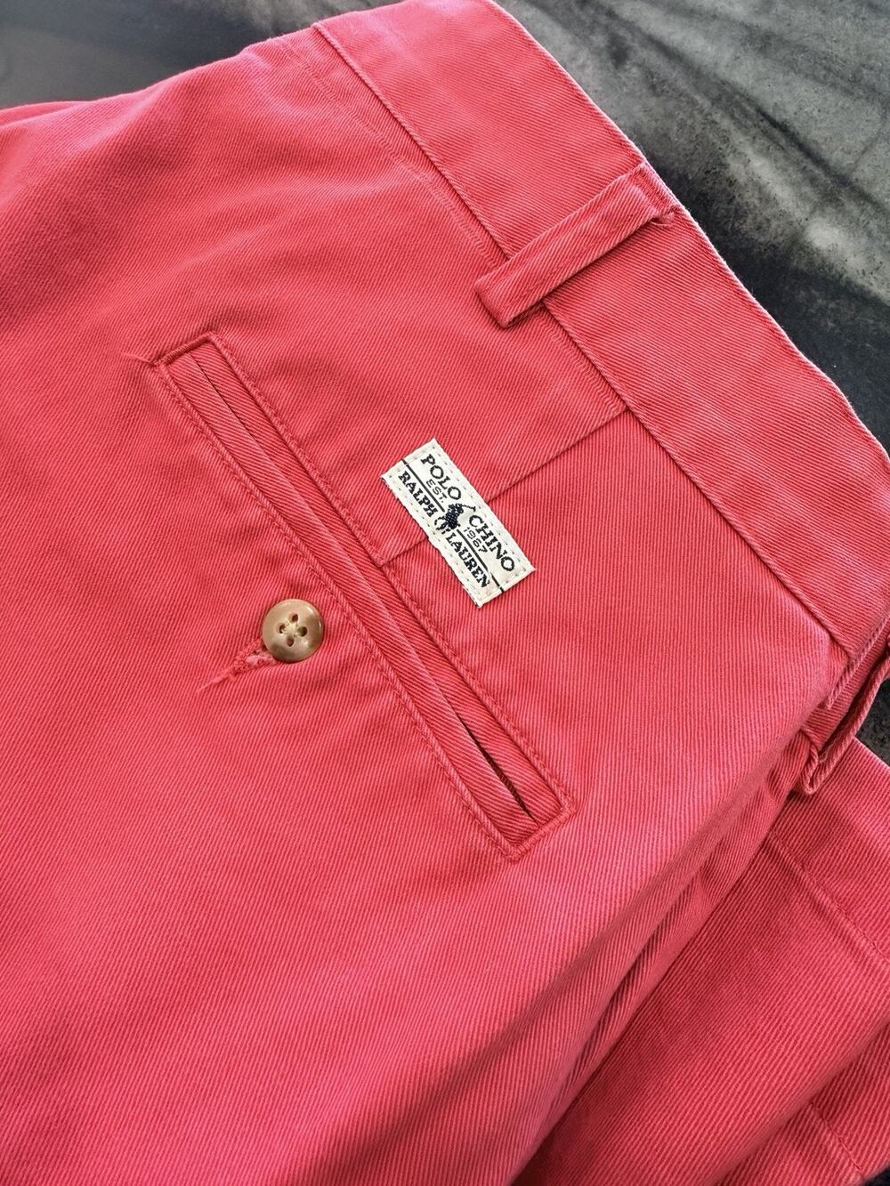 Vintage Polo Ralph Lauren Chino Shorts Mens 35 Coral Pink Pleated Summer